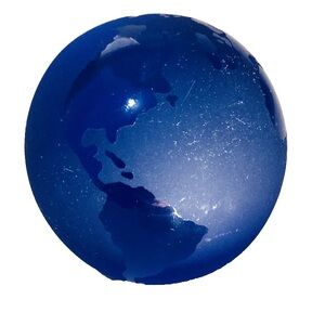 Cobalt Blue Globe Etched Art Glass Paperweight